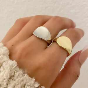 925 Sterling Silver Signet Ring Round Disc Ring Geometric Ring Minimalist Ring